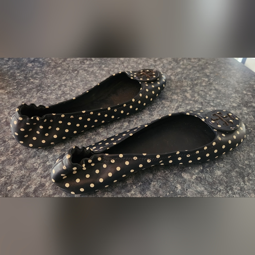 COPY - Tory Burch Navy Polka Dot Flats - Picture 5 of 7